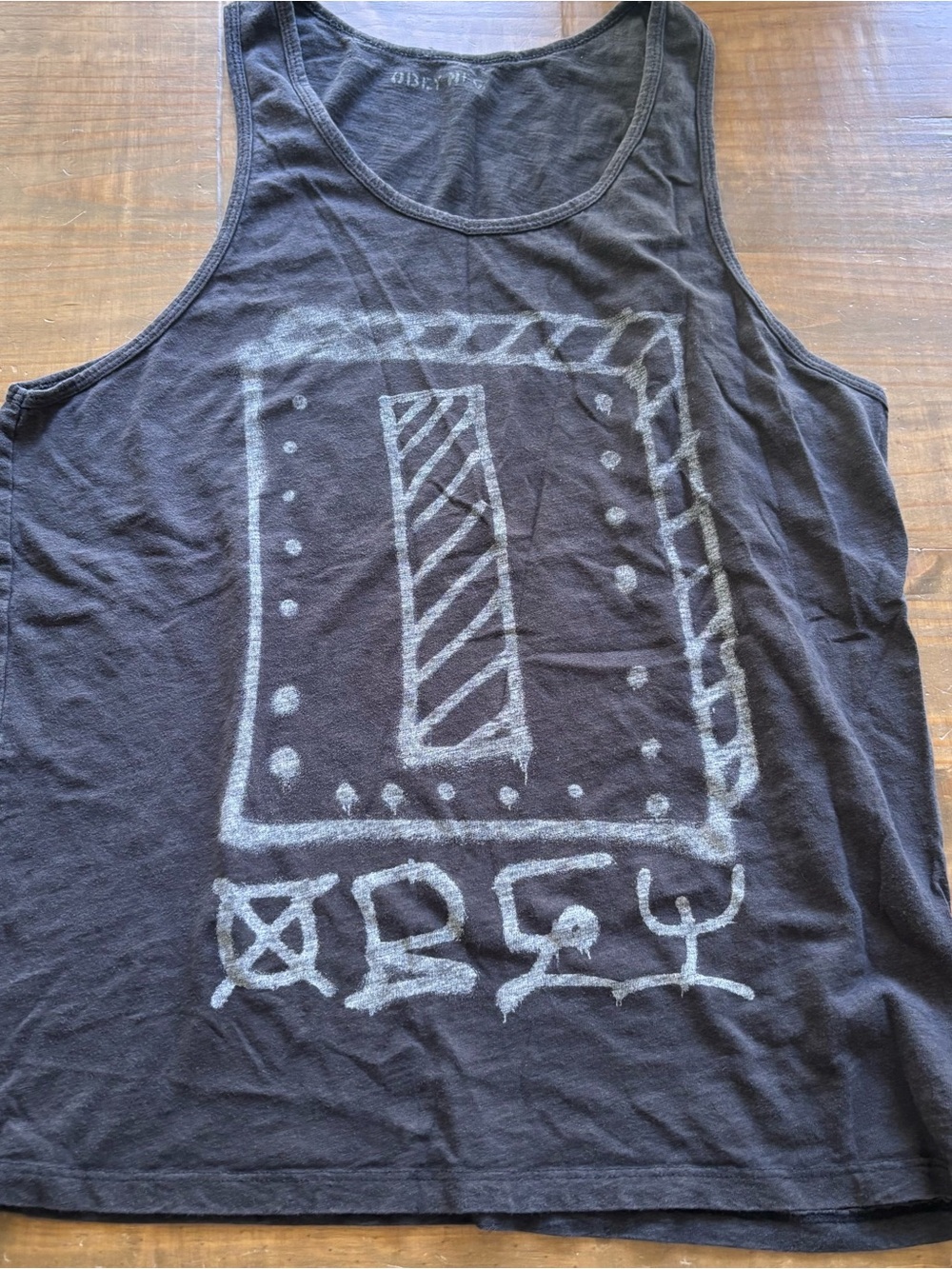 OBEY Men's Graphic Tank Top-Graffiti/1989-Gray-Size Medium